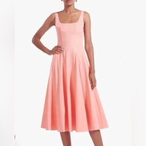 STAUD NWT Wells Midi Dress Grapefruit / Peach / Pink Size 10